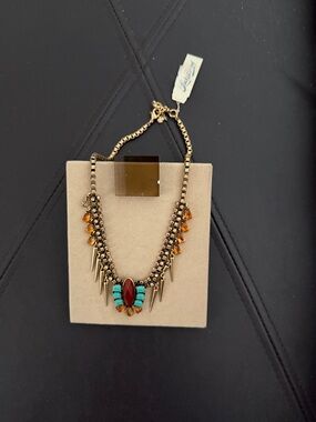 Lucky Brand Gold-Tone Necklace with Red, Turquoise & Amber Accents